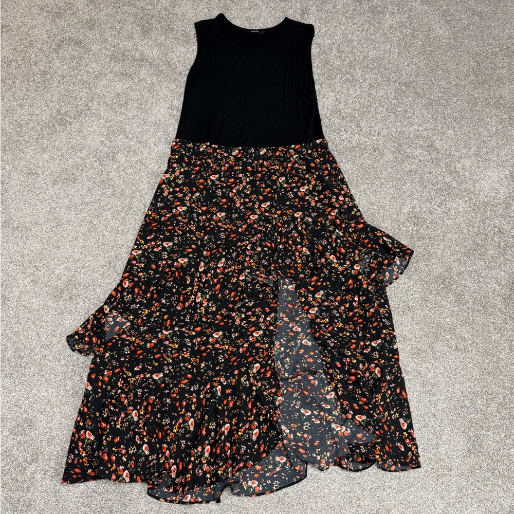 Floral Maxi Dress with Black Top